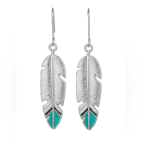 Vintage drop feather earrings - Picture 2 of 2